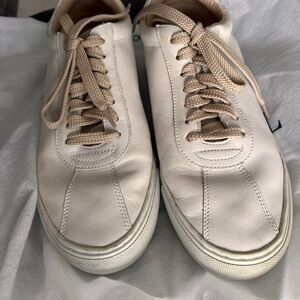 Men's Beige Leather Sneakers